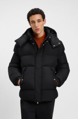 Chaqueta repelente al agua con insignia de logo, Negro