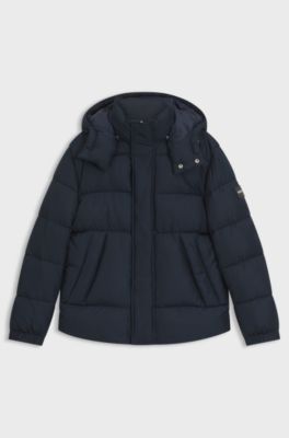 Water-repellent jacket with logo badge, Dark Blue