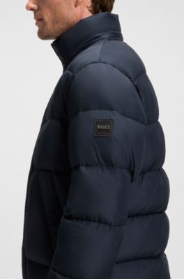 Waterafstotende jas met logopatch, Donkerblauw