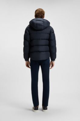 Waterafstotende jas met logopatch, Donkerblauw