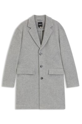 Relaxed-fit coat in a wool blend, Light Grey