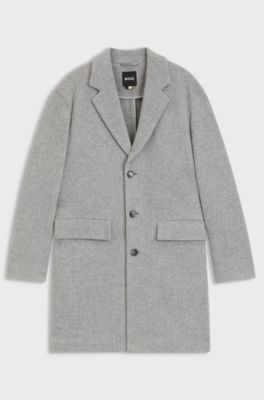 Relaxed-fit coat in a wool blend, Light Grey