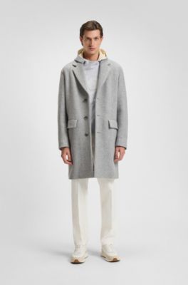 Relaxed-fit coat in a wool blend, Light Grey