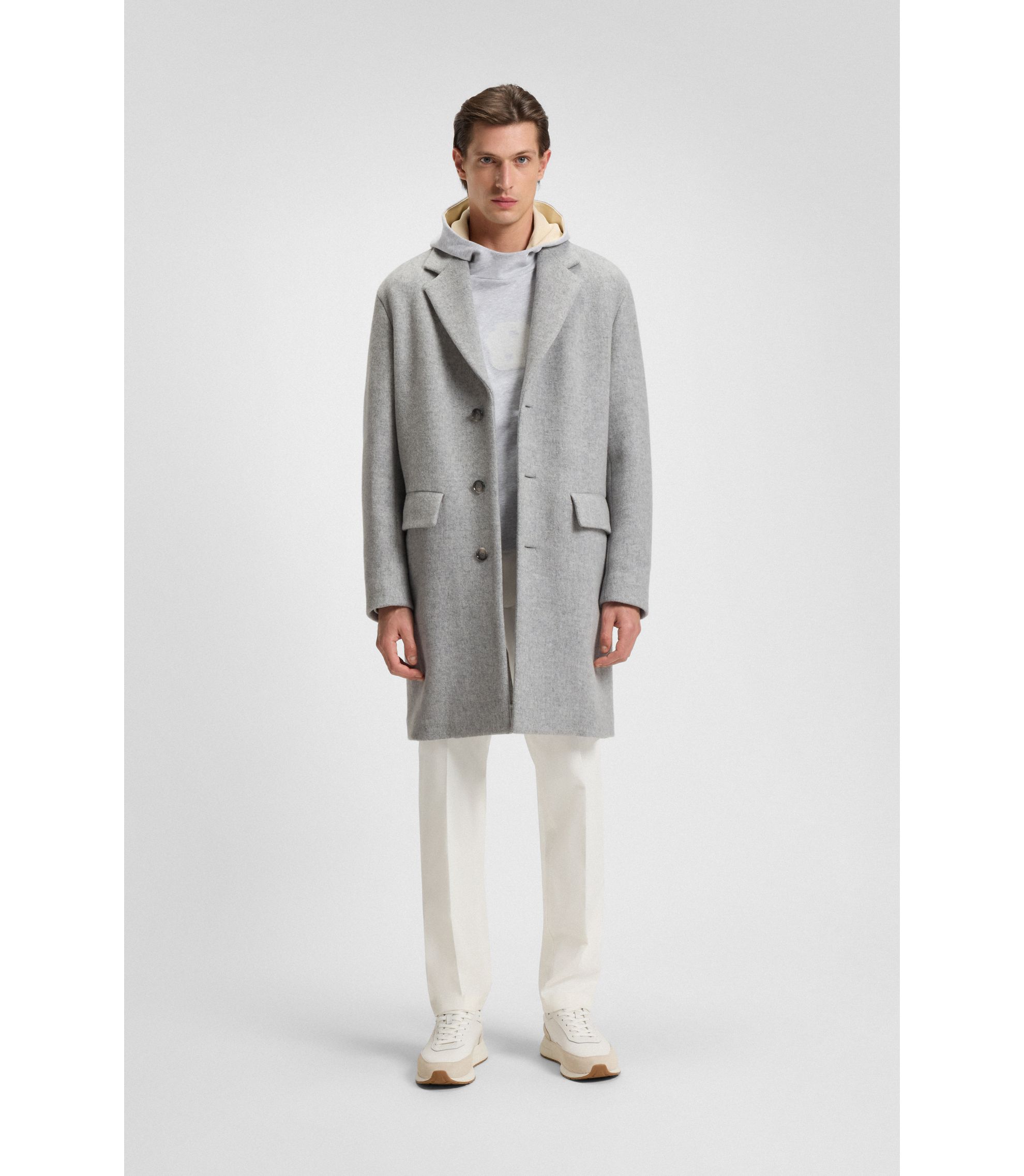 BOSS - リラックスフィットコート ウールブレンド - ライトグレー