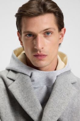 Relaxed-fit coat in a wool blend, Light Grey