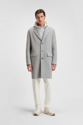 Cappotto relaxed fit in misto lana, Grigio chiaro