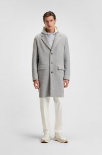 Relaxed-fit coat in a wool blend, Light Grey