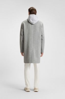 Cappotto relaxed fit in misto lana, Grigio chiaro