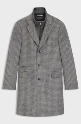 Slim-fit coat with detachable inner, Grey Patterned