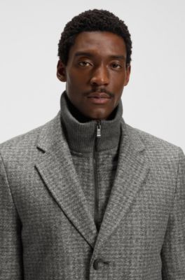 Slim-fit coat with detachable inner, Grey Patterned