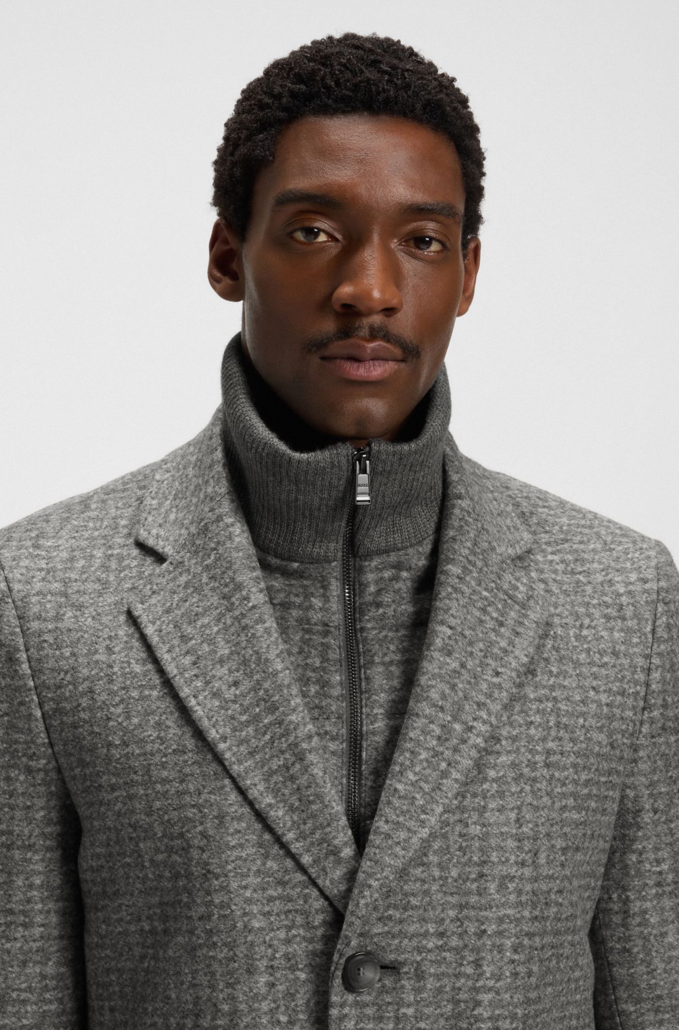 BOSS - スリムフィットコート デタッチャブルインナー - グレー パターン