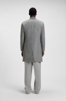 Abrigo slim fit con interior desmontable, Gris estampado