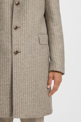Slim-fit coat with detachable inner, Beige Patterned