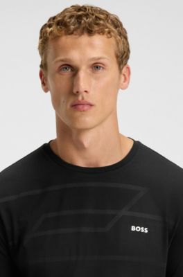 Cotton-jersey T-shirt with melange print, Black