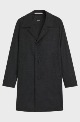 Relaxed-fit mantel van geruite wol en kasjmier, Zwart