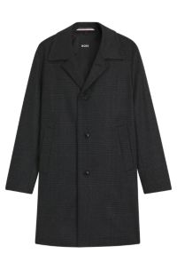 Relaxed-fit coat in checked wool and cashmere, Black