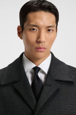 Relaxed-fit coat in checked wool and cashmere, Black