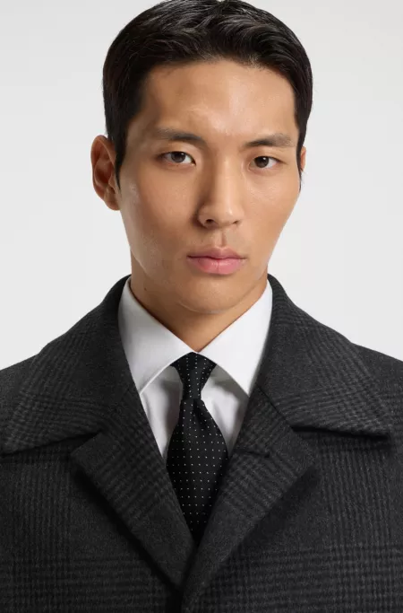 Relaxed-fit coat in checked wool and cashmere