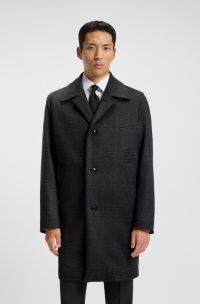 Relaxed-fit coat in checked wool and cashmere, Black