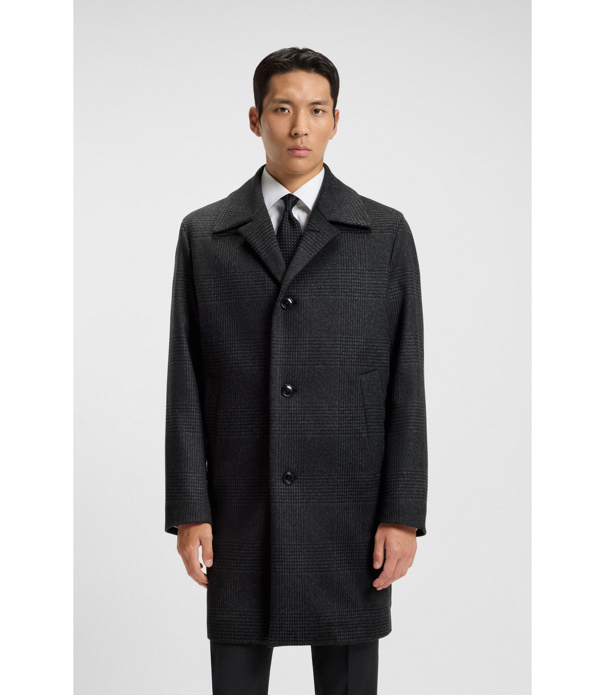 Relaxed-Fit Mantel aus karierter Wolle mit Kaschmir