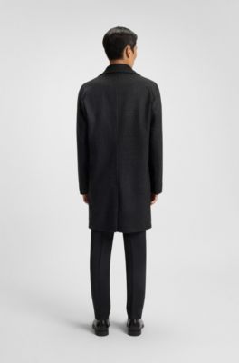 Relaxed-fit coat in checked wool and cashmere, Black