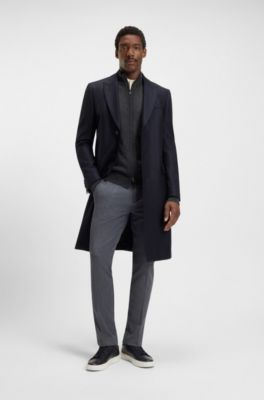 Slim-fit coat in virgin wool, Dark Blue