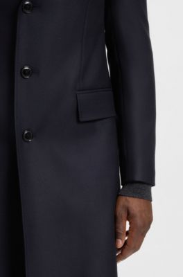 Slim-fit coat in virgin wool, Dark Blue
