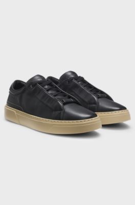 BOSS x ASTON MARTIN trainers in grained leather, Black