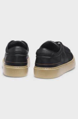BOSS x ASTON MARTIN trainers in grained leather, Black
