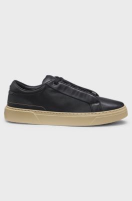 BOSS x ASTON MARTIN trainers in grained leather, Black