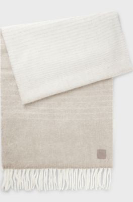 Oversized brushed scarf with chunky fringing, Light Beige