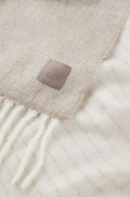 Oversized brushed scarf with chunky fringing, Light Beige