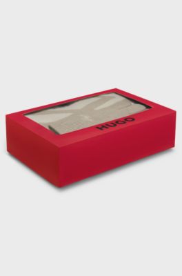 Knitted gloves and scarf set with logo details, Light Beige