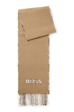 Italian-made scarf with checked and plain design