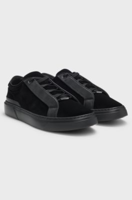 Gary trainers with leather trims, Black