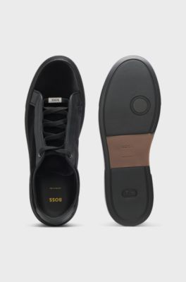 Gary trainers with leather trims, Black