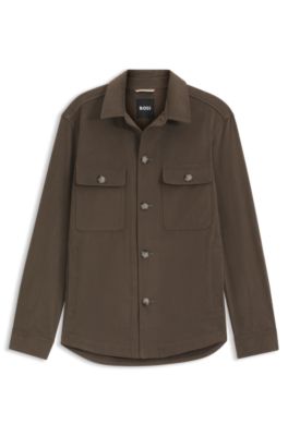 Relaxed-fit overshirt in mercerised stretch cotton, Brown