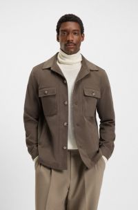 Relaxed-fit overshirt van gemerceriseerde stretchkatoen, Bruin