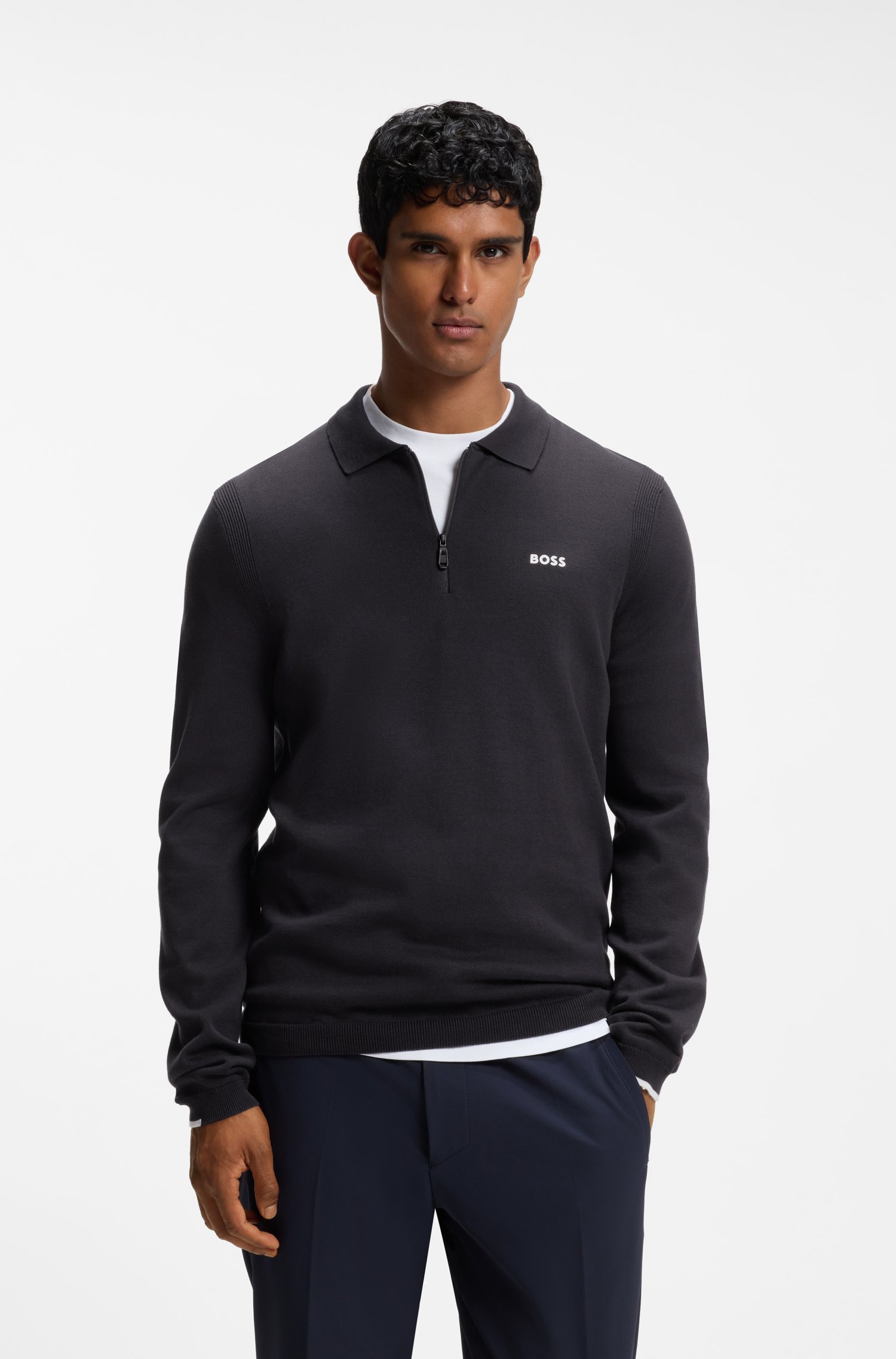 Boss Cotton sweater stickade tröjor herr