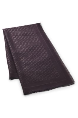 Square scarf with monogram jacquard and metallised details, Light Purple