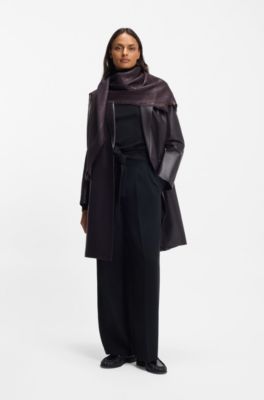 Square scarf with monogram jacquard and metallised details, Light Purple