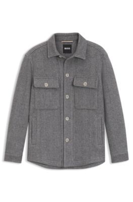 Relaxed-Fit Overshirt mit Fischgr&auml;t-Struktur, Silber