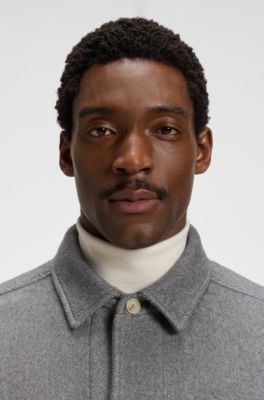 Sobrecamisa relaxed fit en tejido de espiga, Plata