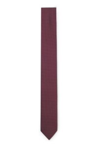 Silk-blend tie with jacquard pattern, Dark Red