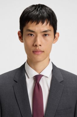 Silk-blend tie with jacquard pattern, Dark Red