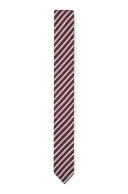 Silk-blend tie with diagonal stripe, Red stripes