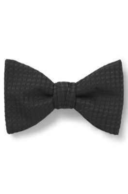 Jacquard-pattern bow tie in a silk blend, Black