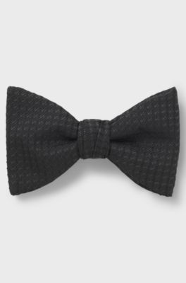 Jacquard-pattern bow tie in a silk blend, Black