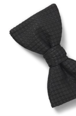 Jacquard-pattern bow tie in a silk blend, Black