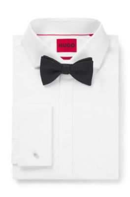 Jacquard-pattern bow tie in a silk blend, Black